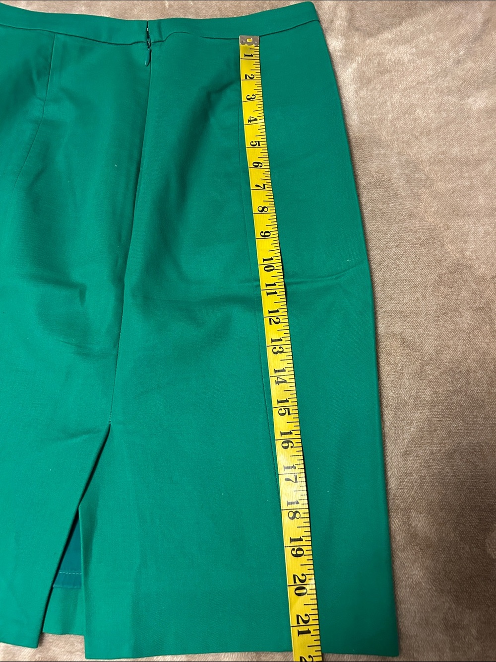 J. Crew Emerald Green Pencil Skirt Cotton Twill,  Size 0O - Picture 5 of 7